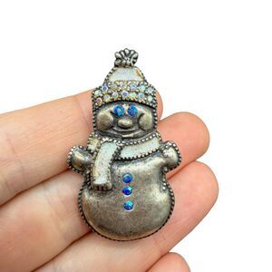 Vintage Jewelry Christmas Snowman Brooch  Pin